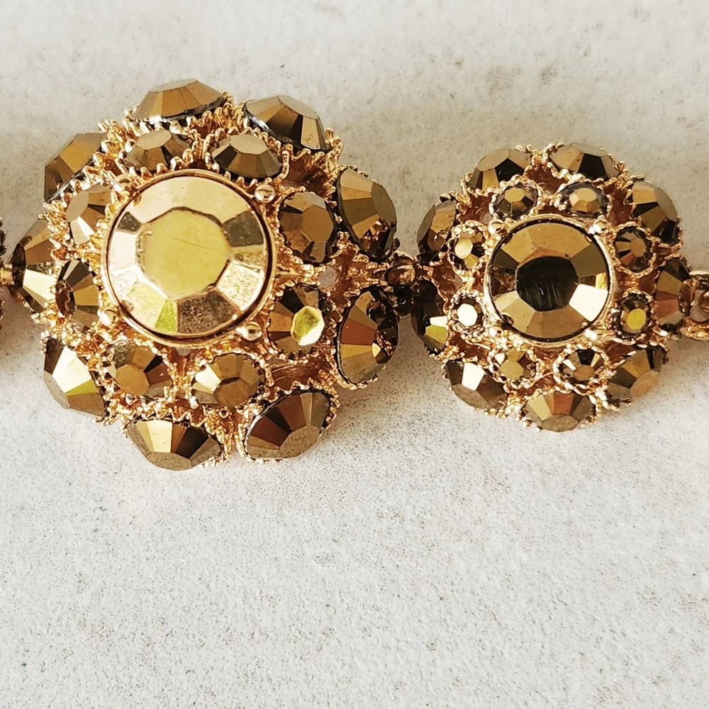 Kate Spade New York RARE Gold Cluster Rhinestone Beaded Statement Bracelet - Picture 7 of 9